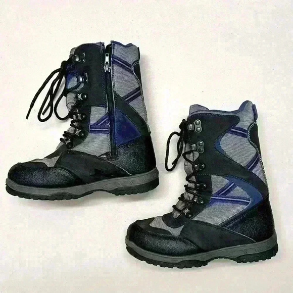 TOTES Kids Weslie Black Lace-Up and Side Zip Snowboot Size 3 - Picture 1 of 8